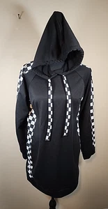 No Boundaries Juniors Tunic Hoodie Black With Checker Board Accent Size L 11-13 - Picture 1 of 10