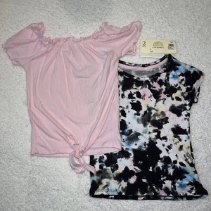 Love Repubic Girls Shirt  SzL 6X Lot Of 2 short sleeve  Pink Black White - Picture 1 of 7