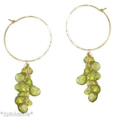 Li Galli 208 ~ Hoop with Peridot Cluster Earrings, Metal Choice - Image 1 of 3