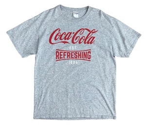 Coca-Cola Script- Jerzees Men's T-shirt Refreshing Est. 1886 Gray Heather Size L - Picture 1 of 4