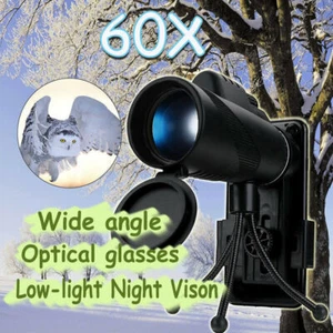40x60 Zoom Monocular BAK4 Camera Lens Telescope Tripod Universal Phone Holder - Zdjęcie 1 z 9