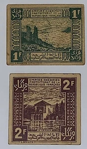 1944 Empire Cherifien Protectorat De La Republique Notes L. Schultz ~1 F & 2 F - Picture 1 of 10