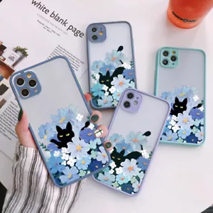 Cute Cat Flower Case for iPhone 14 13 12 11 Pro Max XR Xs X Hard Protect Cover - Picture 1 of 9