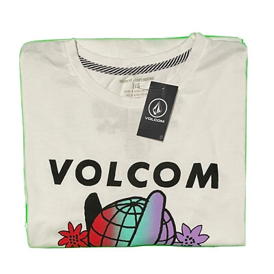 Volcom Future Earth Organic Cotton White Short Sleeve T-Shirt Peace Size Large - Image 1 of 4