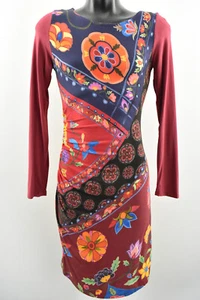 DESIGUAL Womens Long Dress Round Neck Long Sleeve Multicolored Size M - Picture 1 of 10