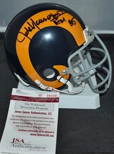 JACK YOUNGBLOOD SIGNED CUSTOM FACE MASK MINI HELMET LOS ANGELES RAMS HOF 01 JSA - Picture 1 of 7