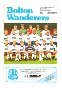 Bolton Wanderers v Gillingham 1986-1987 Division Three 13/12/1986 - Picture 1 of 2