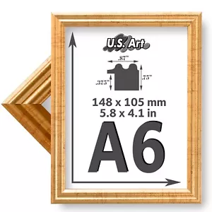 US Art Picture Frame A1 to A6 Paper Size - 0.75" Wide Poplar Wood - Antique Gold - Picture 1 of 6