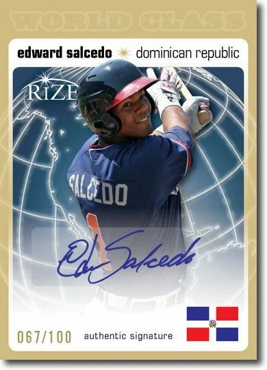 EDWARD SALCEDO 2012 Rize Rookie Autograph GOLD Auto WORLDCLASS RC #/100 - Image 1 of 2