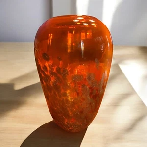 DALE TIFFANY ORANGE GOLD Bronze ART GLASS VASE 12” - Picture 1 of 7