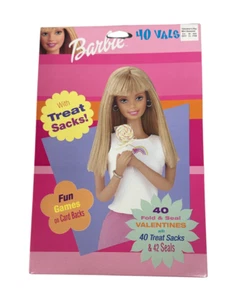 BARBIE Valentines Day Cards - 40 Valentines & Treat Sacks  - Vintage 2000 Mattel - Picture 1 of 2