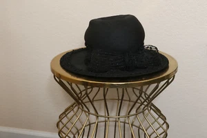Vintage Hat Mr John Jr Peach Basket Black Bow 50s 60s Pinup Rockabilly VLV - Picture 1 of 7