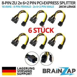 6x 8-PIN PCI-Express PCIe 2x 6+2 PIN / 8 PIN PCI-E Splitter Adapter Kabel Mining - Bild 1 von 3