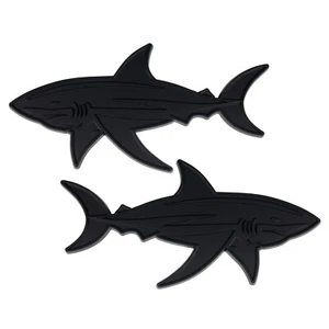 Shark Emblem Fish Badge Custom Decal Car Accessories Truck SUV Matte Black - Bild 1 von 6