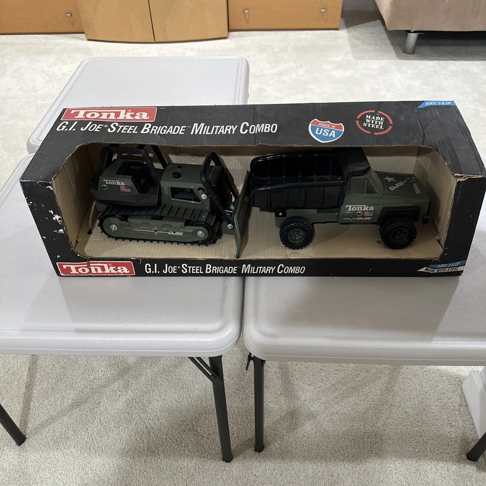 Camión de volteo vintage 1992 Tonka GI Joe Steel Brigade militar combo bulldozer nuevo en caja Foto 1 de 1