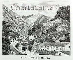 1893 Incisione CARRARA VALLATA MISEGLIA - Imagen 1 de 1