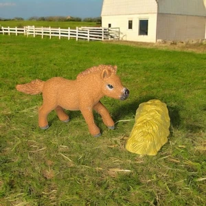 Schleich Shetland Pony Baby Mini Shetty Foal Horse Club Figure W/ Hay Stack Toy - Picture 1 of 9