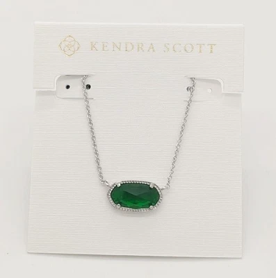 Novo Colar Pingente de Prata Kendra Scott Elisa em Pedra Olho de Gato Verde - Imagem 1 de 4