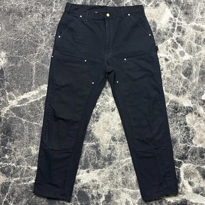 Pantalones de mezclilla vintage Carhartt doble rodilla negros para hombre 36x32 hechos en EE. UU. B01 NEGROS AÑOS 90 Foto 1 de 4