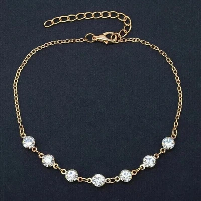 3Ct Round Cut Lab Created Diamond Women Chain Bracelet 14K Yellow Gold Plated 7" - Image 1 of 4