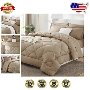 Juego completo de edredón de cama en bolsa de 7 piezas - Ropa de cama moderna topo para todas las estaciones - Imagen 1 de 10