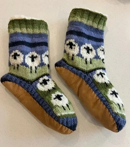Pachamama Flock Of Sheep Slipper Socks Wool Size M UK 4-6 - Picture 1 of 7