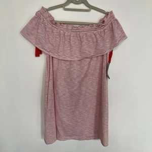 New York & Company Women's Striped Mini Dress Off Shoulder with Tassels Small - Picture 1 of 6