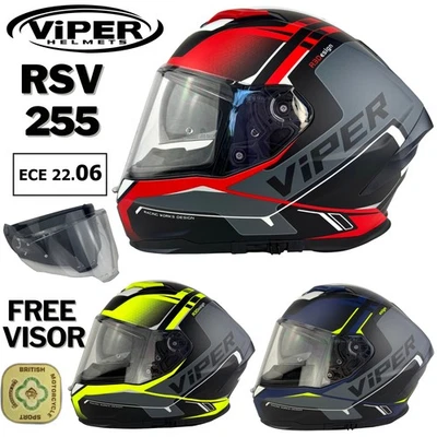 VIPER RSV255 Casco per moto full face ECE 22.06 ACU Gold Approvato Dual Visor - Immagine 1 di 2
