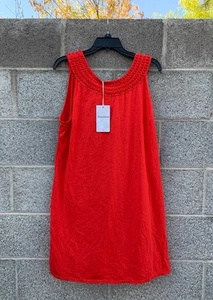 NWT Tommy Bahama Shift Dress Pearl Embroidered Size Large Red Cherry Vacation - Picture 1 of 9