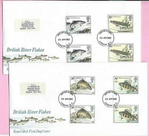 Par ROYAL MAIL 1983 FDC - PECES DE RÍO BRITÁNICOS - pares de canaletas - inodoro Fdi London - Imagen 1 de 2