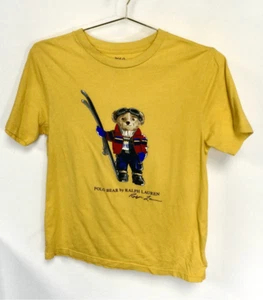 Polo Ralph Lauren boys Yellow Short Sleeve Polo Bear Graphic T-Shirt Large - Picture 1 of 8