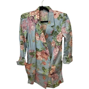 Justine zweireihiger Blazer Tee Party Blumenmuster Damengröße 7-8 Fronttaschen - Bild 1 von 8