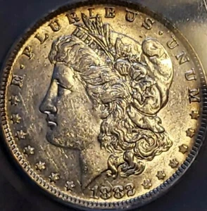 1882 O/S Morgan - .900 Silver Dollar - AU - Certified/Graded - KM#:110 - Picture 1 of 12