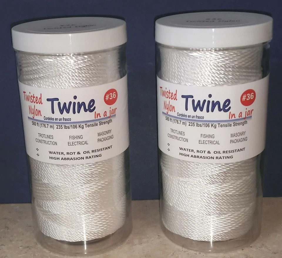 FITEC 25003 Twine in a Jar White Twisted Poly #36 580ft 235lb Tensile Strength
