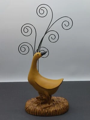 Vintage Country Yellow Goose Duck Photo Card Or Memo Holder Resin 14" Tall  MINT - Image 1 of 4