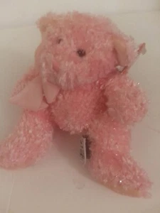 Russ Bubbles Pink Teddy Bear Approximarely 6 inches tall Mint With All Tags - Picture 1 of 3