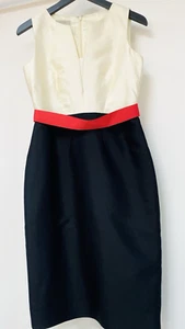 VESTIDO HOBBS ajustado SEDA y lana talla 8 UK crema negro coral - Imagen 1 de 7