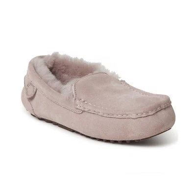 Fireside by Dearfoams Women's Moccasin Hand Stitched Slippers, Dusty Pink, 8W - Image 1 of 4