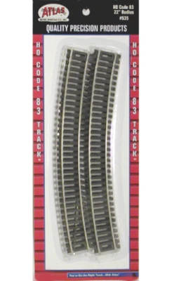 Atlas #535   22" Radius Curved Track (6-pack) HO Scale , Code 83 Rails - Image 1 of 2