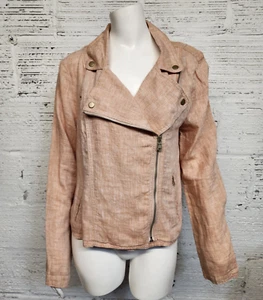Lou & Grey LOFT Women's Size L 100% Linen Lightweight Moto Jacket - Picture 1 of 8