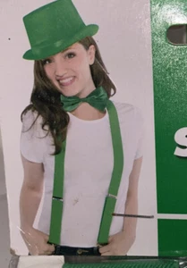 Green SUSPENDERS CLOWN HOBO FARMER HALLOWEEN Suspenders COSTUME ACCESSORY - Picture 1 of 1