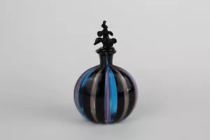 Murano Zanfirico Schwarz & Goldstaub Glas Parfüm Flakon Design 60er 50er Jahre - Bild 1 von 6