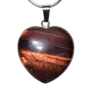 Charged Red Tiger Eye Heart Pendant + 20" Stainless Steel Chain & Charger - Picture 1 of 8