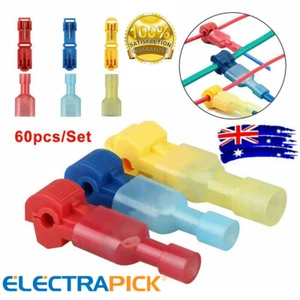 60x Terminals Crimp Connectors Quick Splice Lock Wire T Tap Scotchlock Cable - Picture 1 of 10