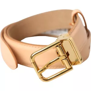 DOLCE & GABBANA Belt Beige Calfskin Leather Gold Metal Buckle 75cm /30in 1570usd - Picture 1 of 5
