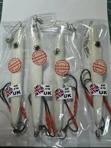 SAND EEL COD & HALIBUT JIGS, GLOW IN THE DARK 4 X 200g NORWAY PACK. - Picture 1 of 11