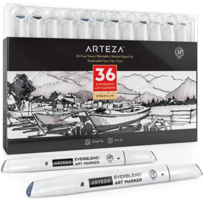 ARTEZA, Premium, Everblend Art Markers, 36 Grey Tones - Image 1 of 4
