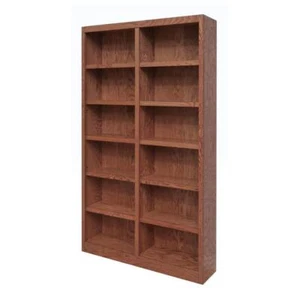 Concepts In Wood Standard Bookcase 84"x48" w/ 12-Shelf Closed Back Wood Dry Oak - Picture 1 of 6