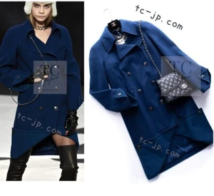 $7K CHANEL 13A Dark Deep Blue Green Double Wool Coat 36 38 US4 6 - Picture 1 of 24