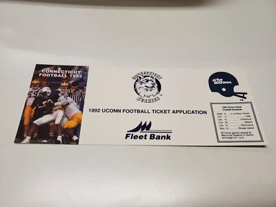 RS20 UConn Univ of Connecticut 1992 Football Pocket Schedule Card & Ticket App - Image 1 of 2
